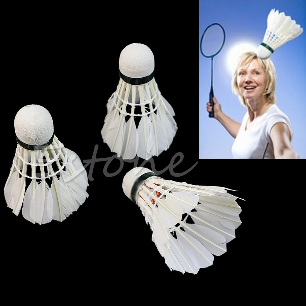 

3X Training Sports White Goose Feather Birdies Ball Game Shuttlecocks Badminton