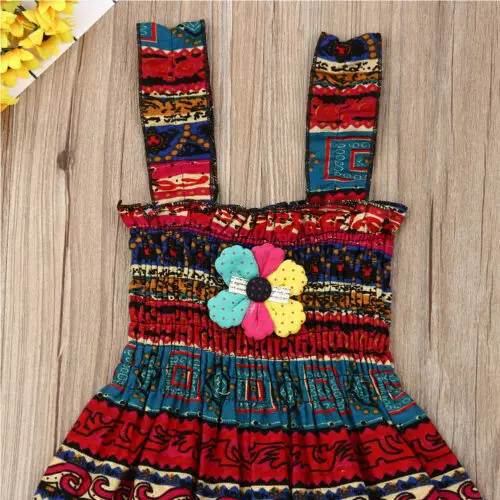 Fashion Toddler Kid Baby Bibs Girl Party Sleeveless Skirt Summer Beach Boho Flower Soft Dress Sundress | Детская одежда и обувь