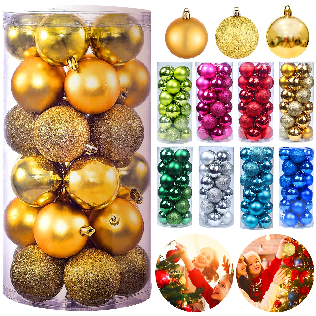 

3/4 см рождественские шары, украшения, подвеска на рождественскую елку, пластиковые небьющиеся шары для дома, новогодние праздничные украшен...