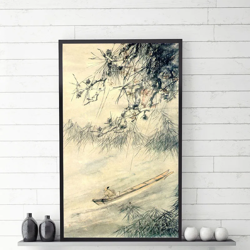 Китайский Персонаж знаменитая картина горный цветок Бамбук камень птица Чернила