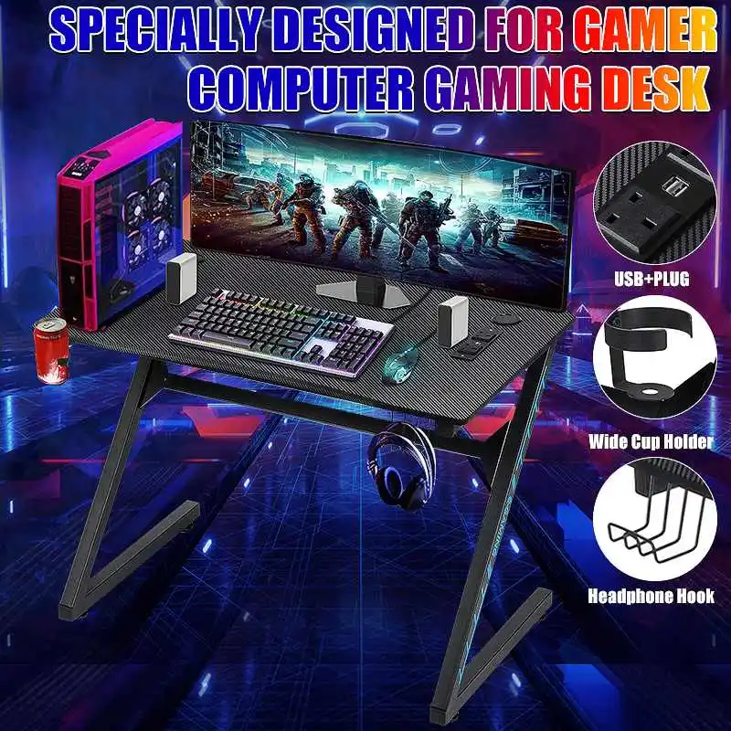 

RGB LED Gaming Table Comes with Desktop Socket and Keyboard Stand Laptop Table Computer Desk Furniture Living Room Desks meubles