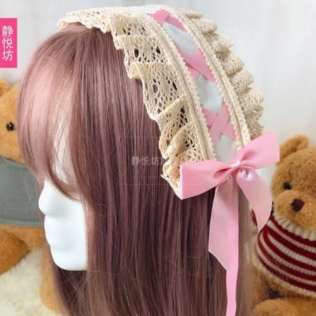 headwear Дворцовая принцесса, милое платье лолиты, Ретро стиль, falbala, кружево, с принтом в виде банта, высокая талия, викторианское платье, kawaii, Готическая Лолита, jsk - Цвет: headwear