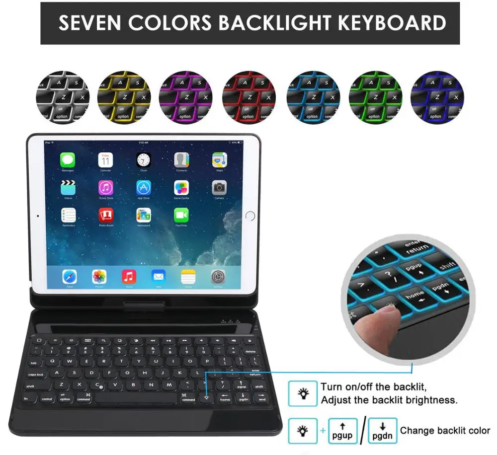 Чехол для клавиатуры iPad 7-го поколения/iPad Air 10 5 2019 / Pro клавиатура с подсветкой и