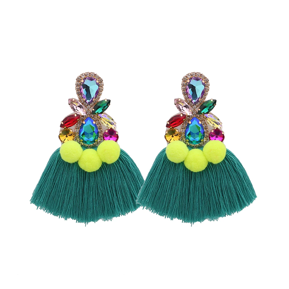 

Серьги-кисточки женские Aretes, с кристаллами, ювелирные аксессуары ‒ серёжки
