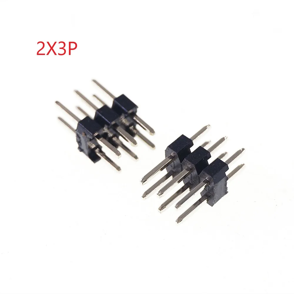 100pcs 2x3 P 6 Pin 2.0 mm Pin Header male Dual row Straight PCB 180 Through Hole Insulator height 2.00mm Rohs Lead Free