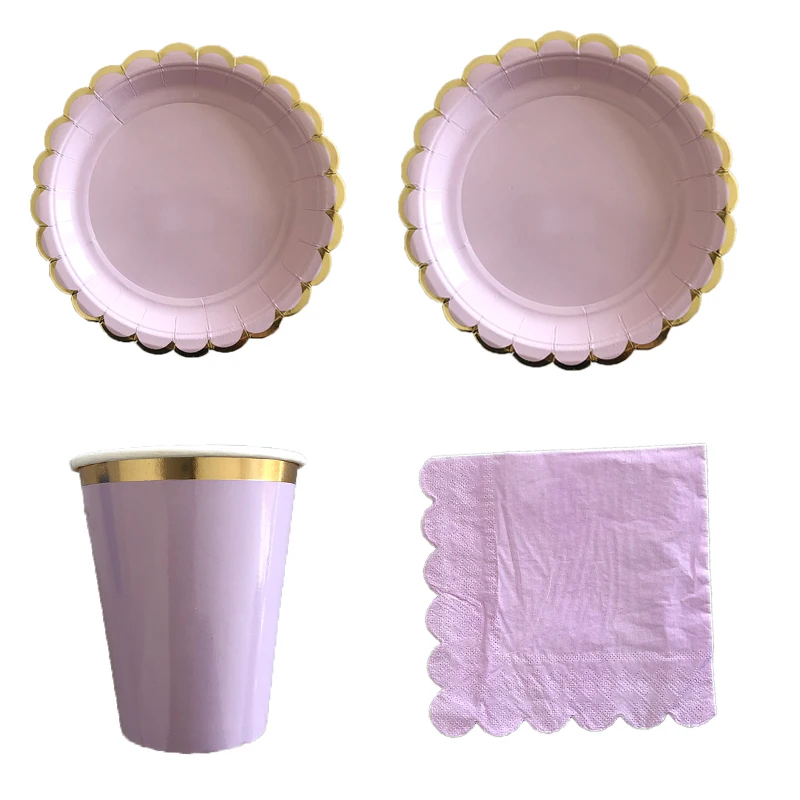 40 шт./компл. золото Фольга одноразовая посуда украшения фиолетовый Бумага