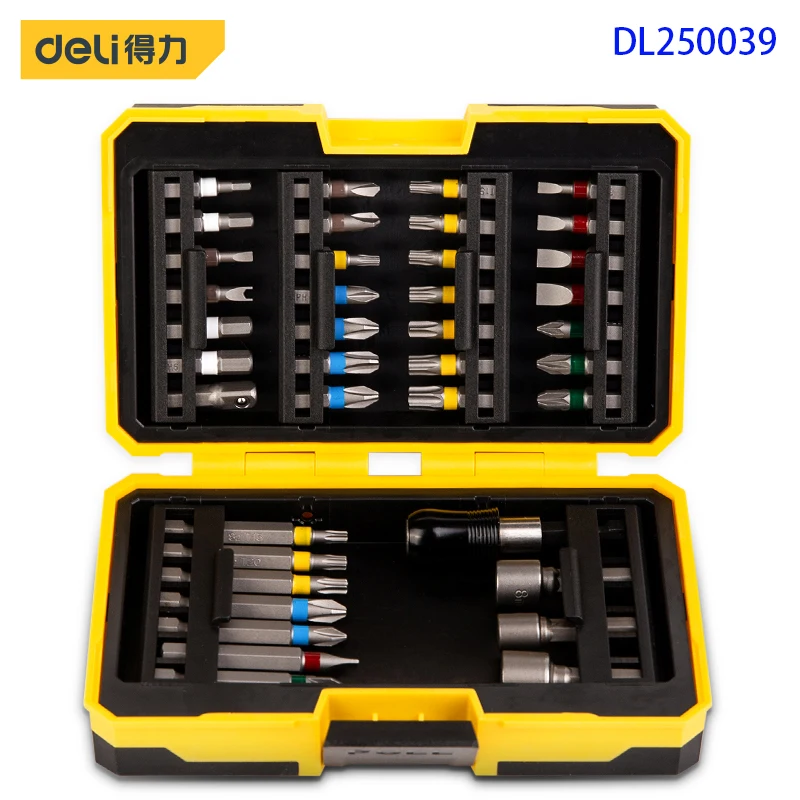 Deli DL250039 Set Of 39 Screwdriver Center Hole Pattern, Y Type, Hexagon, Pozidriv,Heads Flat And PhillipsScrewdriver Sit
