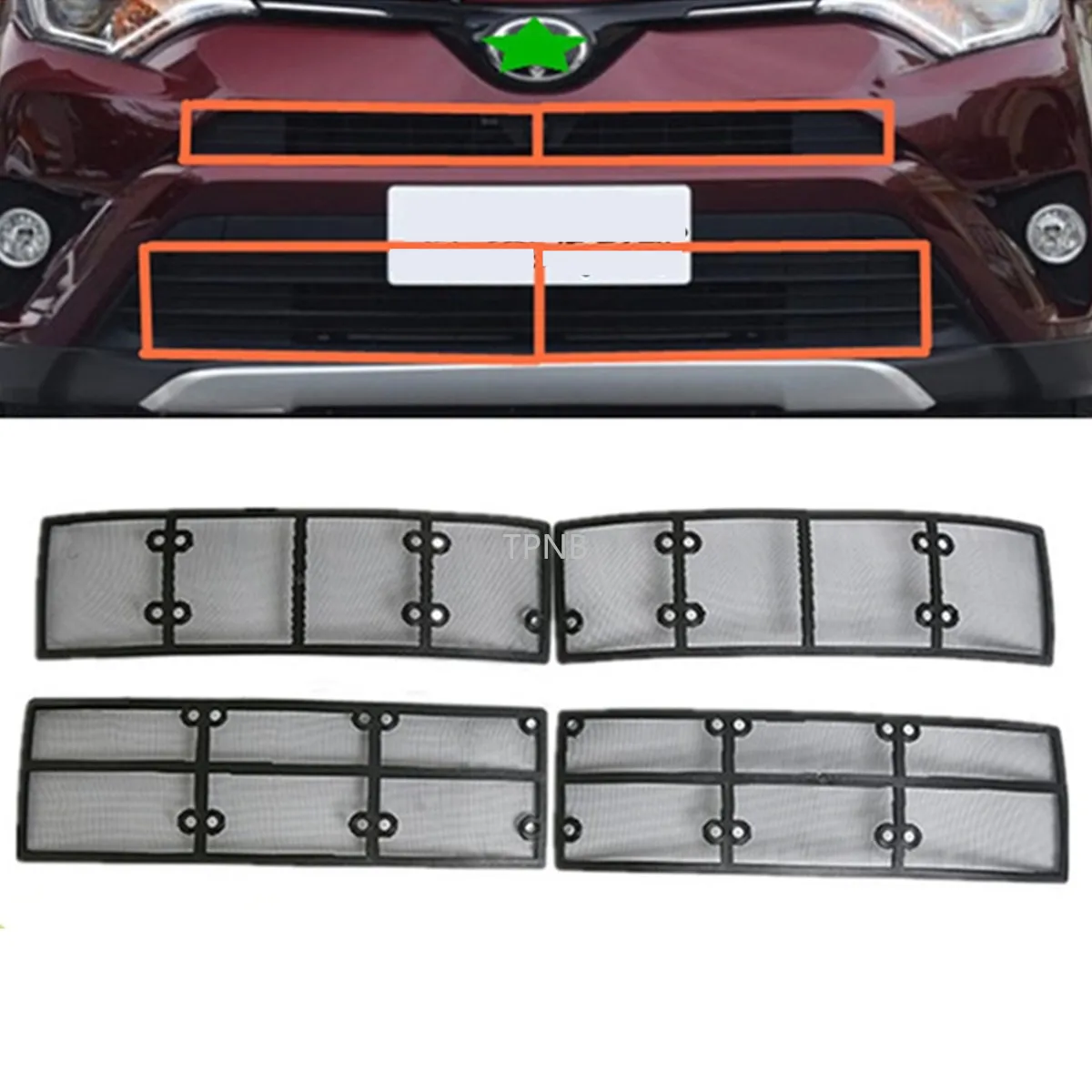 4 шт./компл. Автомобильная сетка из нержавеющей стали и пластика для передней