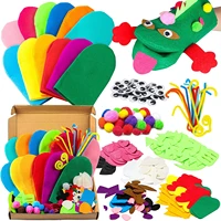 12pcs animal hand puppets making kit for kids toddlers diy art craft party decor children role play toys felt glove puppets show