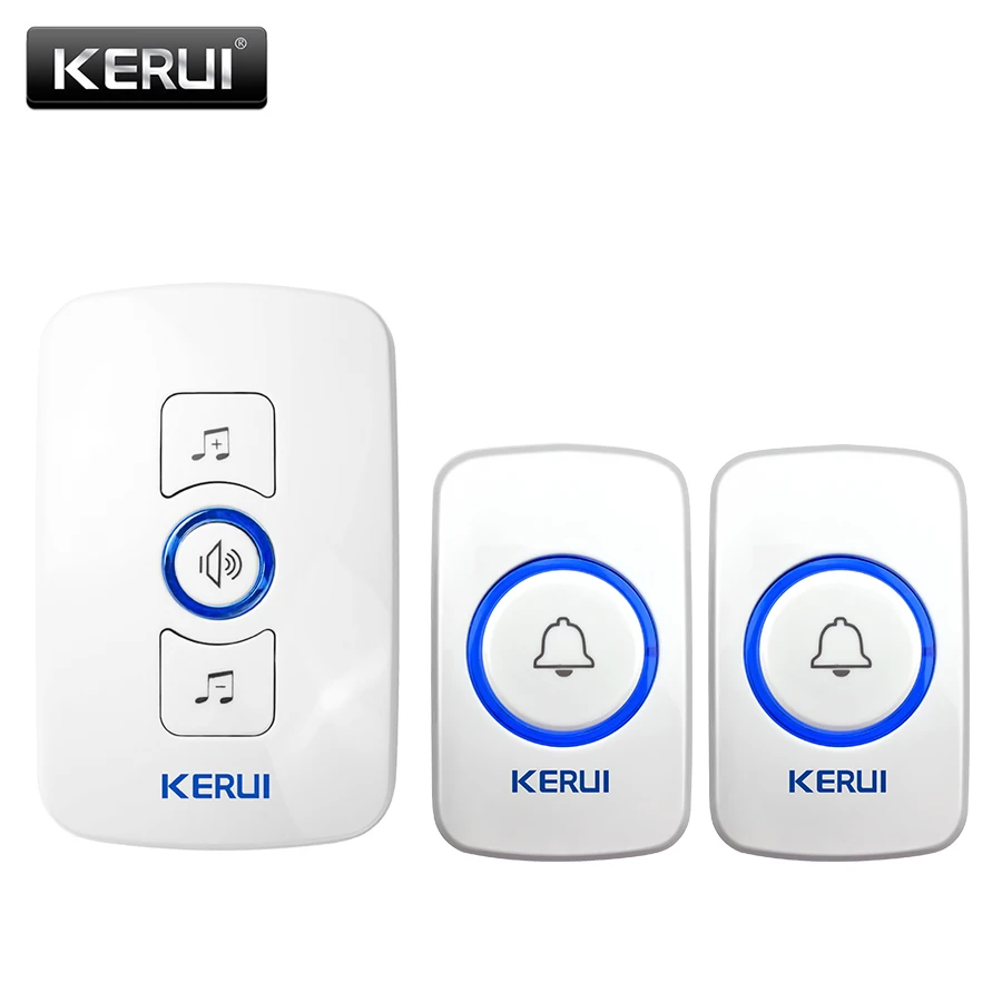1 Receiver 2 Button KERUI Белый ЕС Plug-in 220 В AC цифровой светодиодный 36 шнур песня музыка 500ft диапазон беспроводной пульт дистанционного управления домашний дверной звонок - Цвет: 1 Receiver 2 Button
