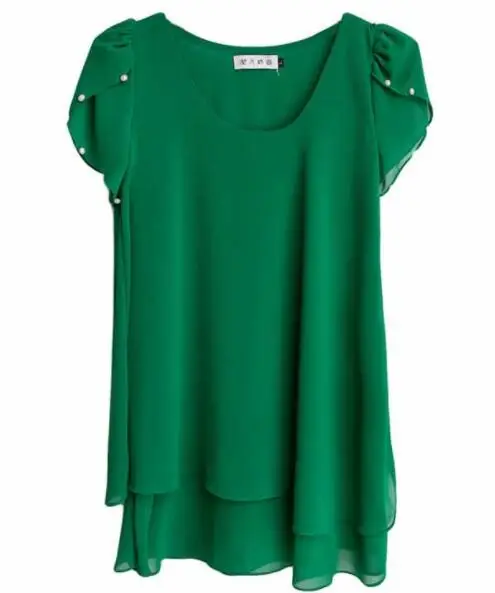 Женская шифоновая блузка с коротким рукавом простая Свободная большого размера