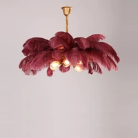 led postmodern colorized feather designer chandelier lighting suspension luminaire lampen hanging lamps lustre for foyer