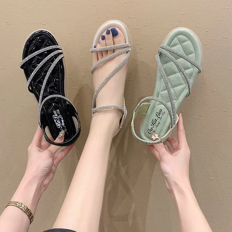

Female Shoes Slippers Soft Med Luxury Slides Transparent Heel Jelly Flip Flops 2021 Comfort Designer Summer Flat Glitter Rubber