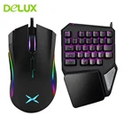 Проводная клавиатура и мышь Delux T9 Pro, эргономичная игровая клавиатура одной рукой и геймерская компьютерная мышь M625 с USB для ноутбука и ПК