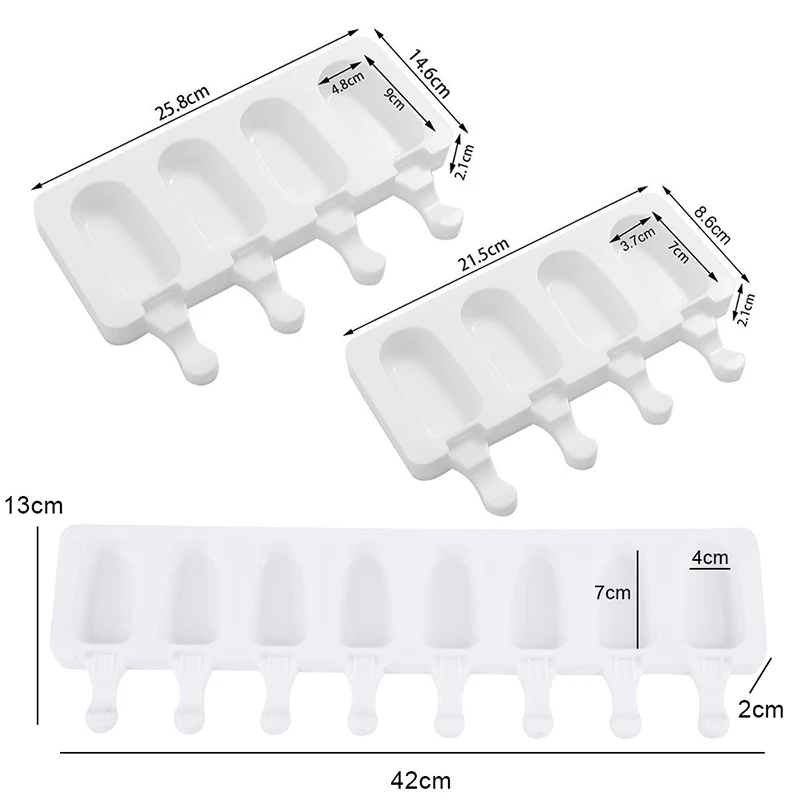 Big Size Ice Cream Mold Silicone Thick Material DIY Molds Cube Moulds Dessert Tray With Popsicl | Дом и сад
