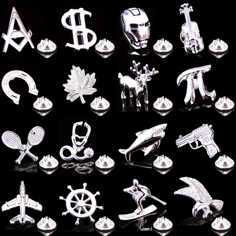 Модная мужская Серебристая брошь высокого качества брендовая для рубашки на