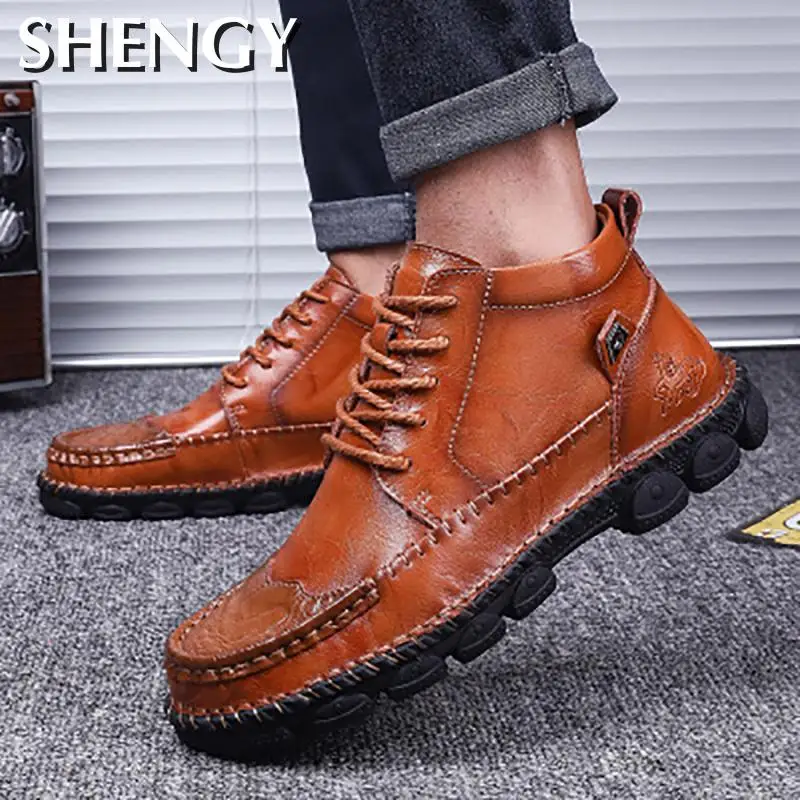 

2020New Shoes Men Autumn Winter Cow Split Men Boots Comfortable Motorcycle Boots Men Footwear Rubber Ankle Boots Men's Shoes
