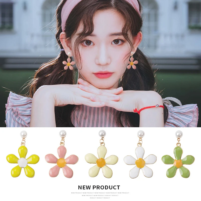 Элегантный Конфета цветной цветок висячие серьги ювелирные изделия длинное