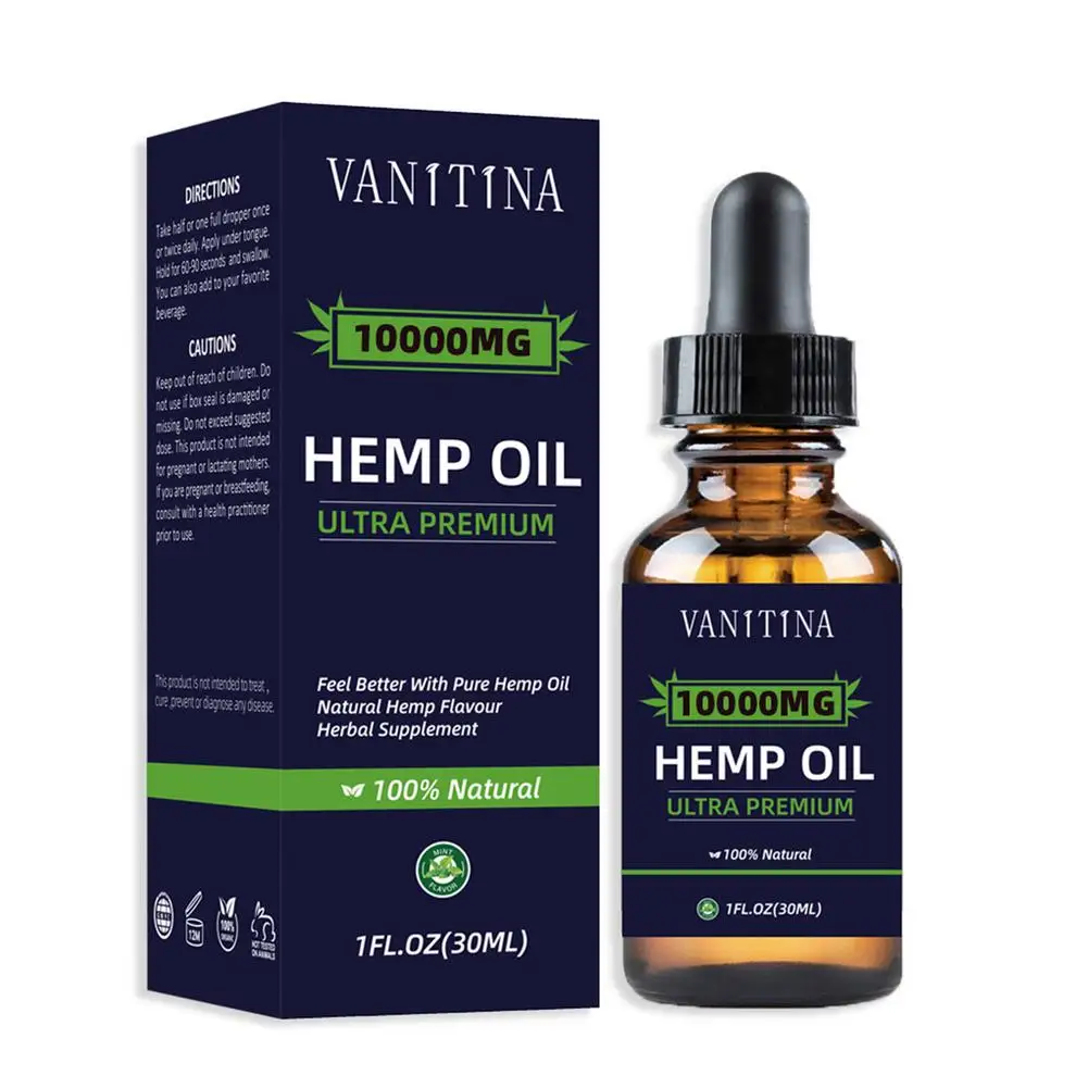 

2021 New 30ml 10000mg Natural Hemp Drops Oil Organic Pure Essential Oil Herbal Drops Body Relieve Stress Oil Help Sleep Oil