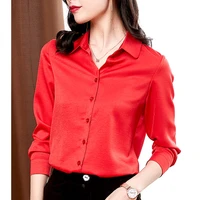 fashion silk women shirts woman solid blouses shirt plus size elegant lady long sleeve satin shirt blouse women tops