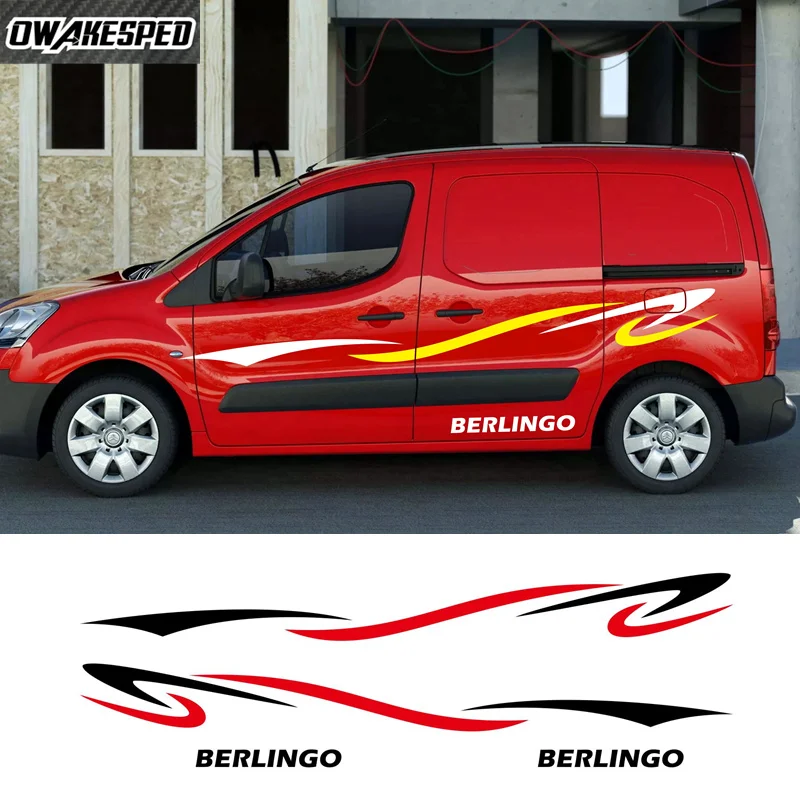 

1set Car Both Side Door DIY Vinyl Kit Decals Auto Body Decor Sticker For-Citroen Berlingo M XL Sport Stripes Styling