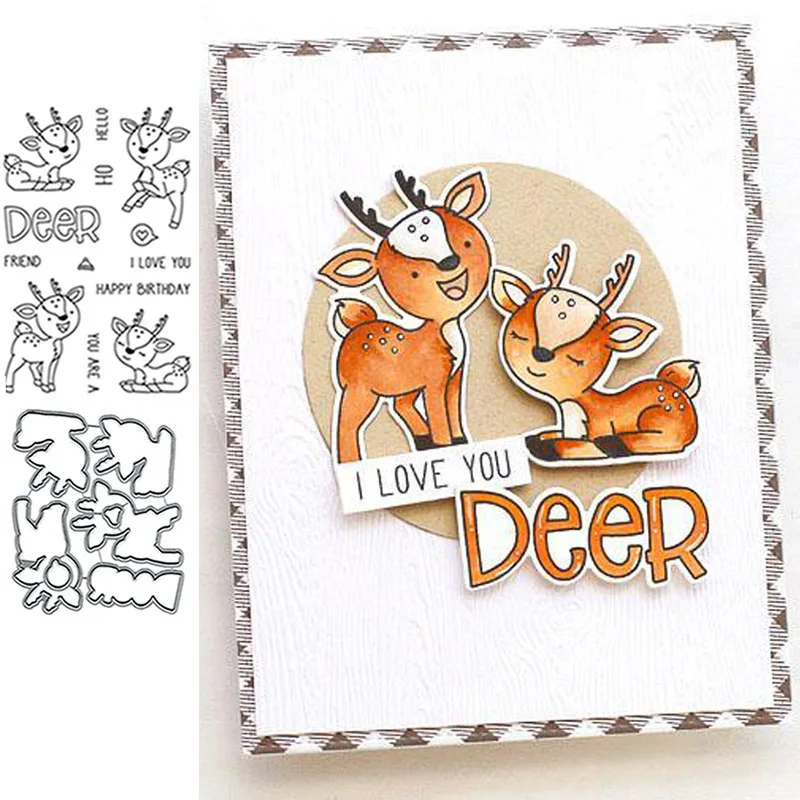 

Winter Little Deer Pattern Prints Transparent Clear Silicone Stamp& Dies for DIY scrapbooking/photo album Decor card making