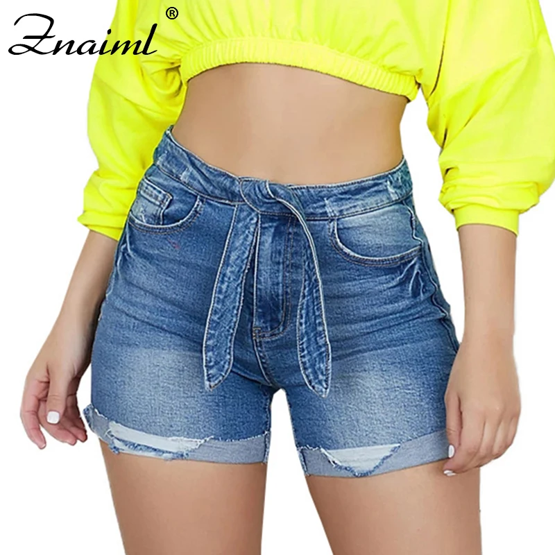 

Женские джинсовые шорты Znaiml, классические голубые облегающие повседневные шорты с высокой талией, лето 2021