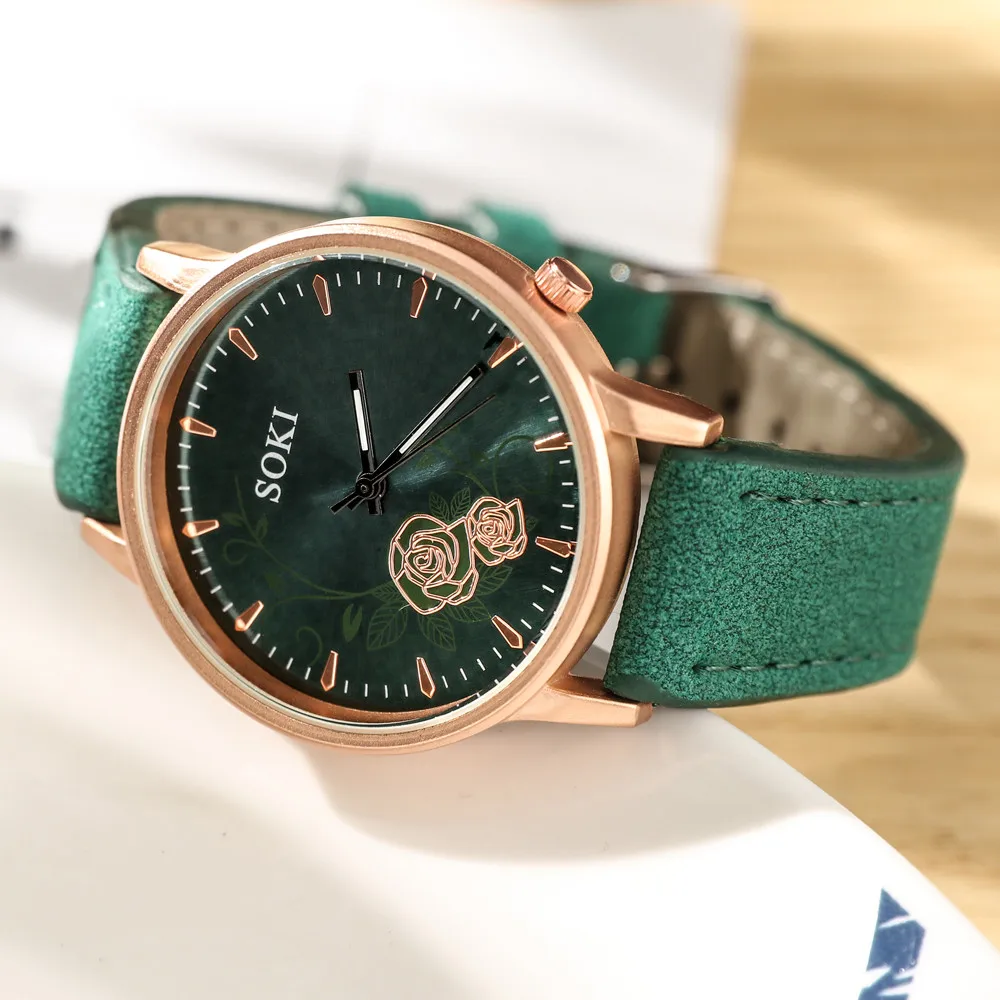 

Woman Fashion Watch Leather Band Analog Quartz Round Wrist Watch Watches Quartz Calendar Dress Women Men Watch
