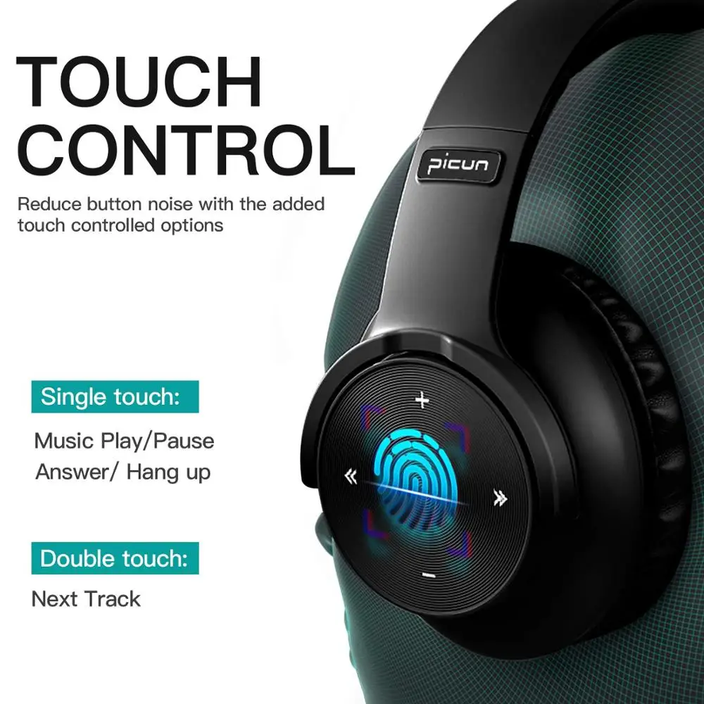 B8 Bluetooth 5.0 Headphones 40H Play time Touch Control Wireless Headphone with Mic Over Ear Earphone TF Headset for phone PC |