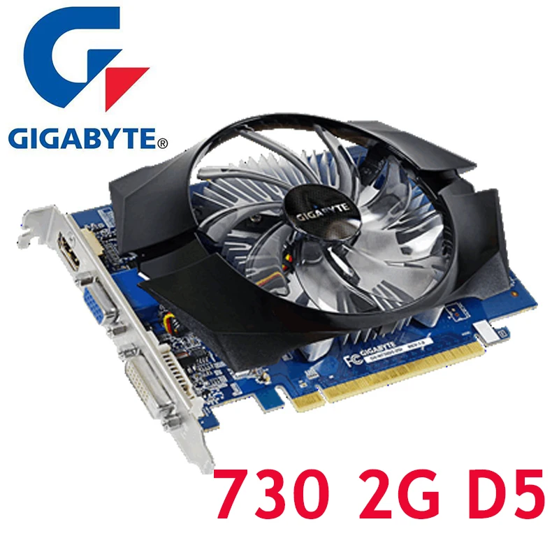 100% GIGABYTE GT 730 2 Гб видеокарты 64Bit GDDR5 видеокарта для nVIDIA Geforce GPU сильнее, чем GT 730 2G GT730 2GB б/у