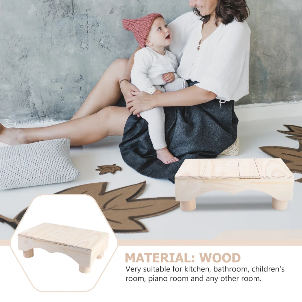

1Pc Wooden Step Stool Wood Toilet Stool Non-slip Footstool Kids Footstool