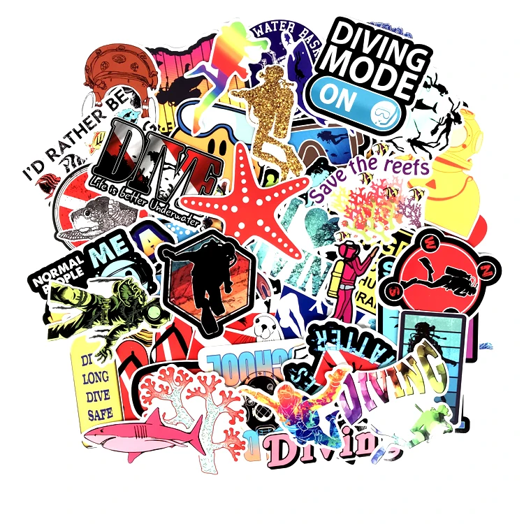 61 шт. цветная забавная наклейка с дайвером для шлема чемодан наклейки скейтборда