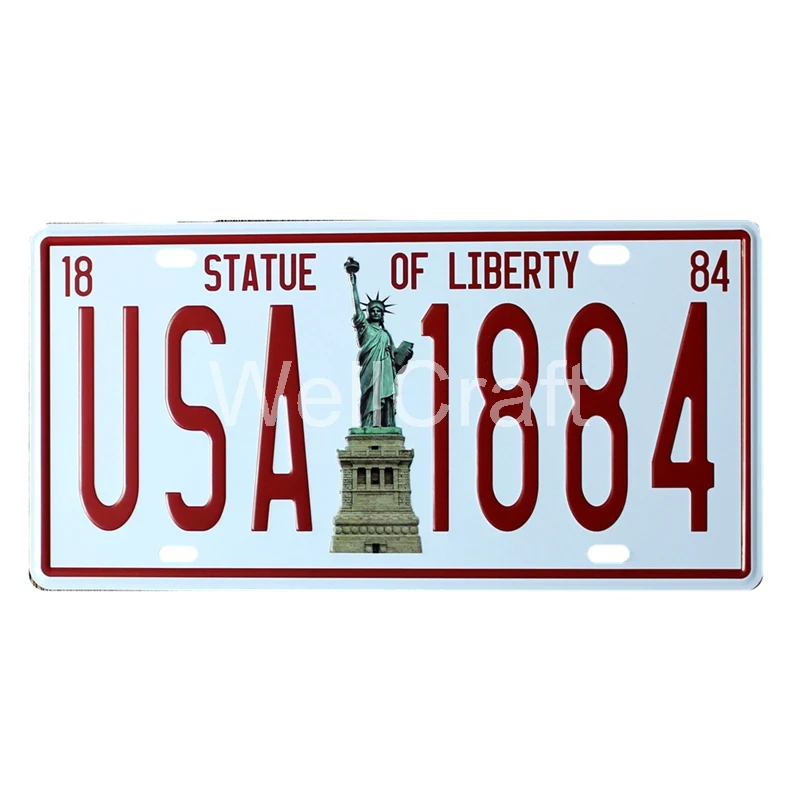 

[ WellCraft ] New York London Paris Mexico License plate signs Wall Plaque Poster Decor Cafes France Route 66 Painting HY-1713