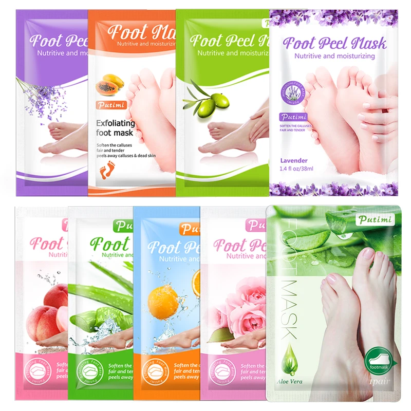 

PUTIMI 9Packs Foot Peeling Mask Exfoliating Pedicure Socks for Heels Cream Foot Mask Remove Dead Skin Remove Foot Care