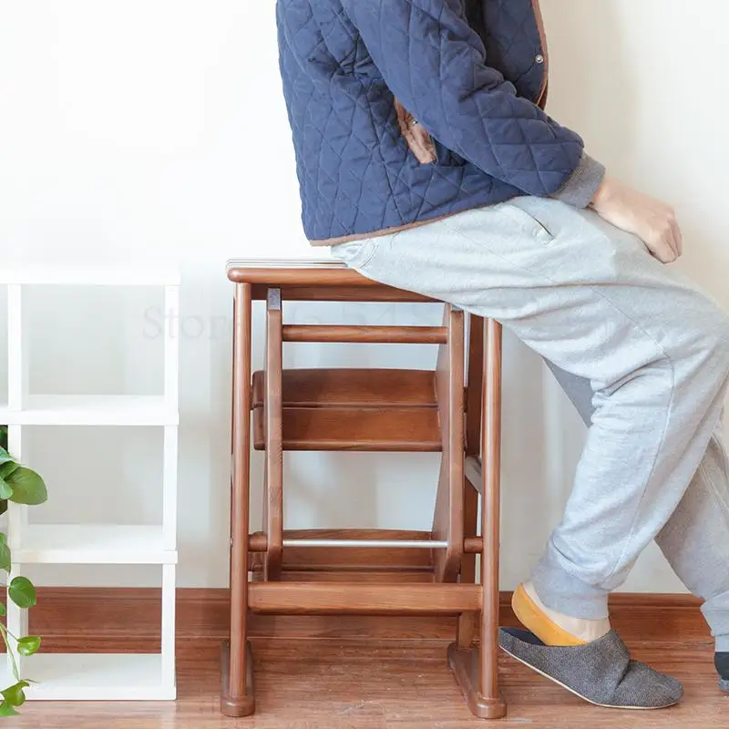 Многофункциональный ступенчатый стул из цельной древесины трехэтажный табурет