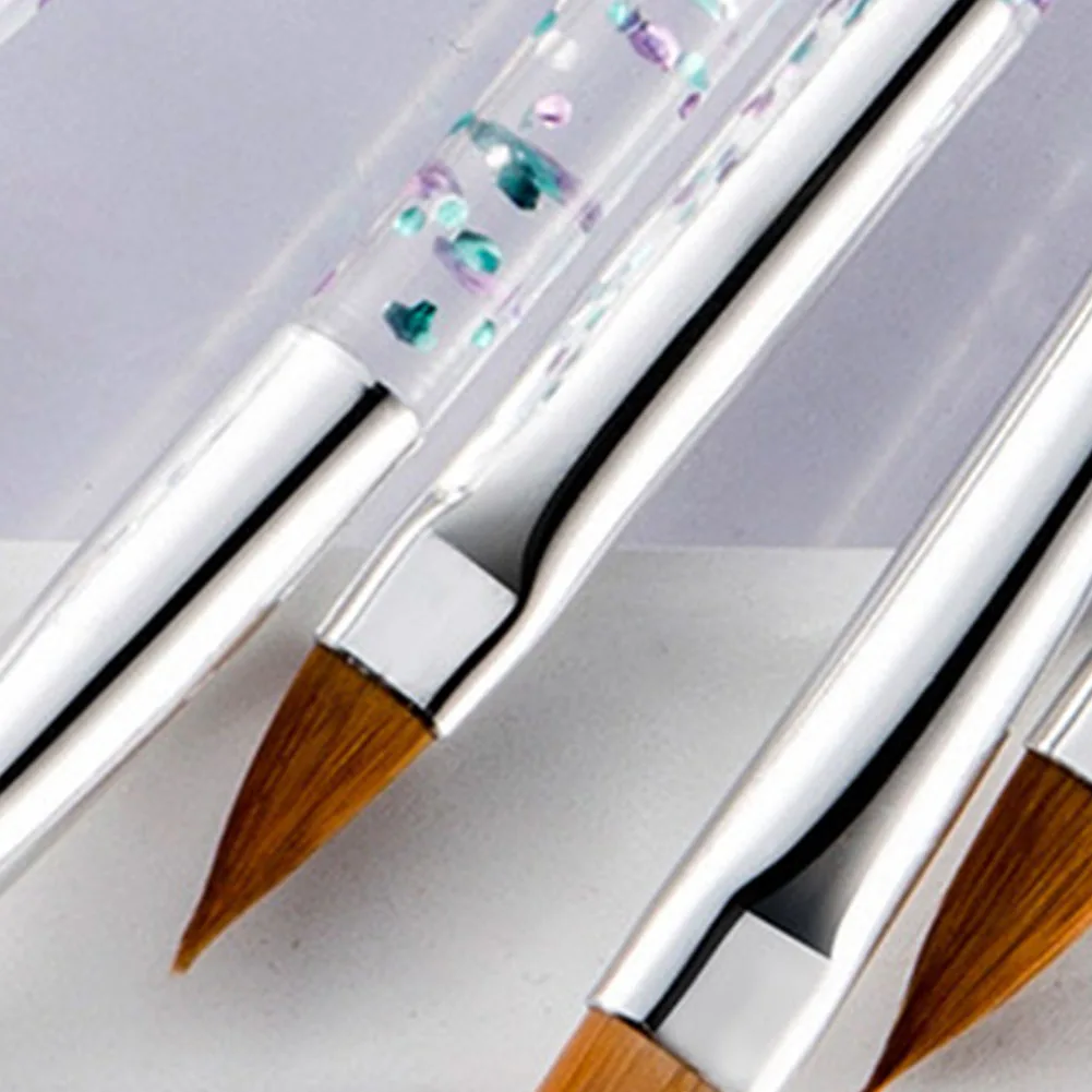 

5Pcs/set Nylon Hair Nail Brush Blue Rhinestone Handle Acrylic Brush Pen Nail Gel Builder Carving Dotting Drawing Tools