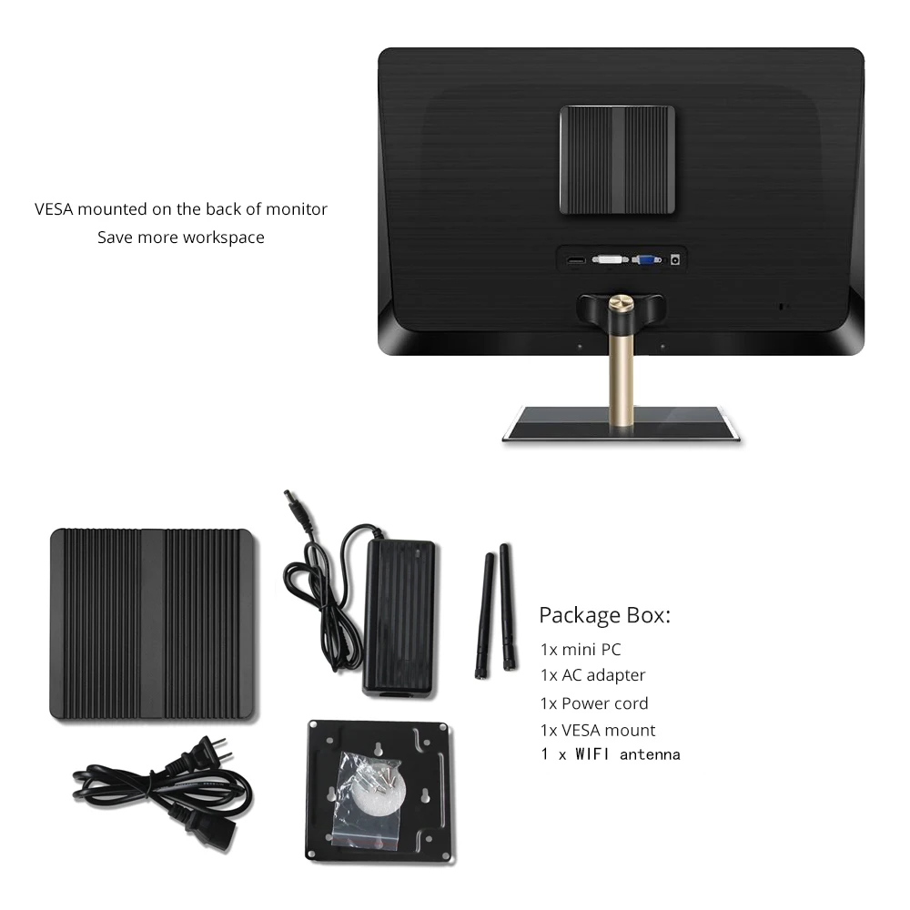 Мини компьютер Windows 10 Intel Celeron N2830 LAN 2xGigabit Ethernet 2 * RS232 USB HDMI VGA 8 ГБ/4 ГБ ОЗУ 64 Гб/128 Гб SSD с