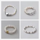 INZATT реальные 925 серьги из жемчуга и серебра циркона Сердце из бисера Регулируемые кольца для женские модные туфли в лаконичном стиле, хорошее ювелирное изделие, Богемные аксессуары