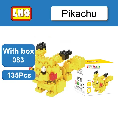 Pikachu with box LoZ Блоки строительные мяч Пикачу Snorlax, чармандер, Бульбазавр Jigglypuff игрушки; фигурки героев аниме модель японский мультфильм подарок - Цвет: Pikachu with box