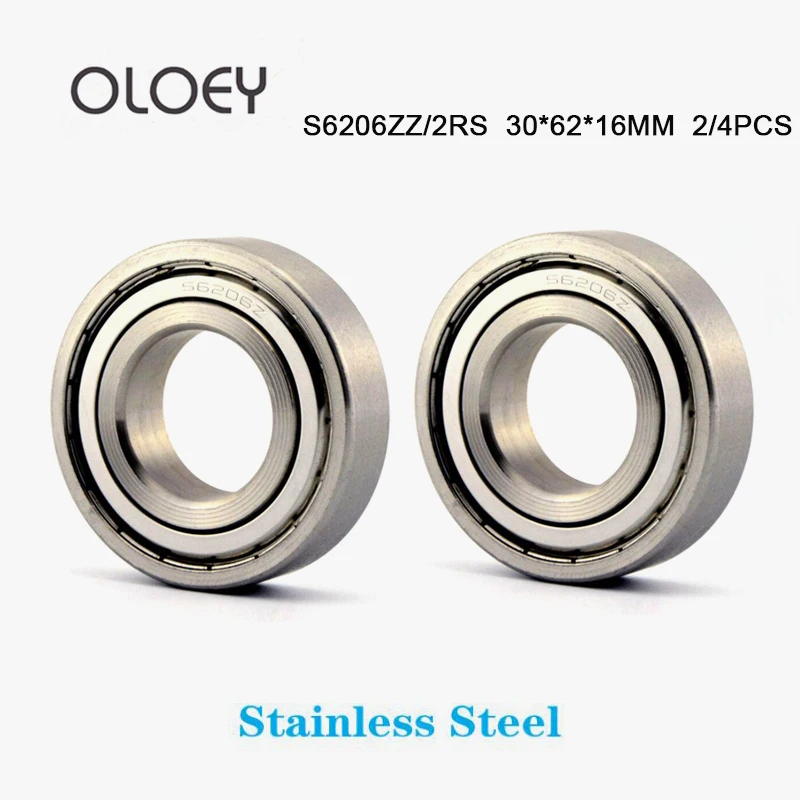 

S6206ZZ 2RS Deep Ball Bearing 30*62*16 mm ( 2/4PCS ) ABEC-1 S6206 440C Stainless Steel S6206Z Ball Bearings With High Quality