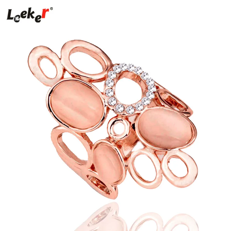 LEEKER очаровательные овальные опаловые камни кольца для женщин цвета розового