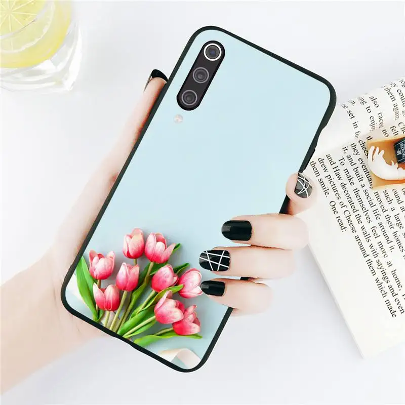 

Tulip flower pattern Phone Case For Xiaomi Redmi note 7 8 9 t k30 max3 9 s 10 pro lite Luxury brand shell funda coque