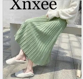 Осенне зимняя жаккардовая трикотажная юбка для женщин новая шерстяная А силуэта