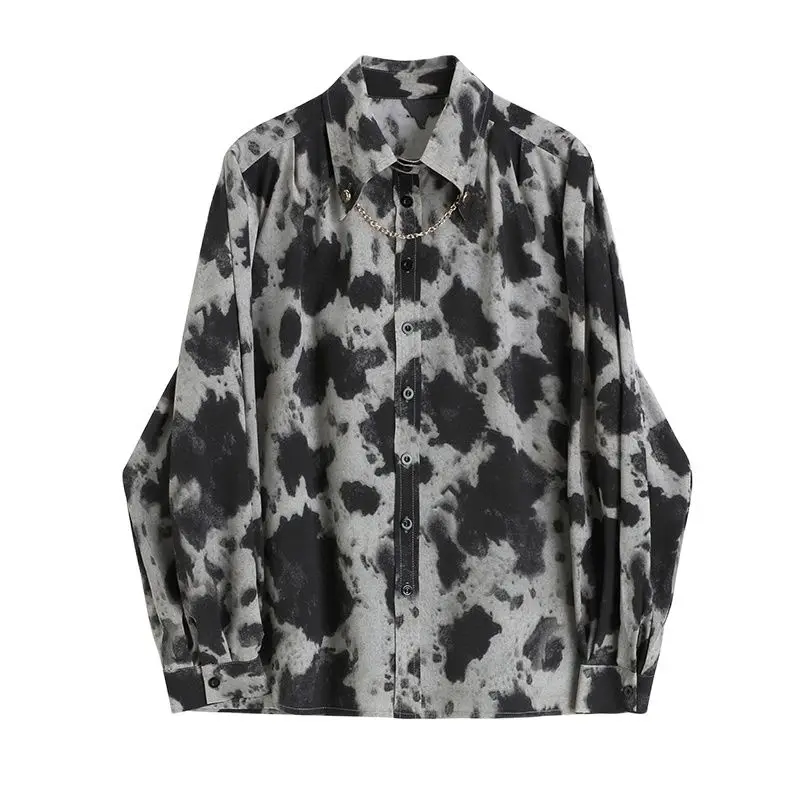 

Fashion Streetwear Shirt Women 2021 Autumn Vintage Printing Korean Loose Long Sleeve Harajuku Casual Lapel Blouses Female Tops