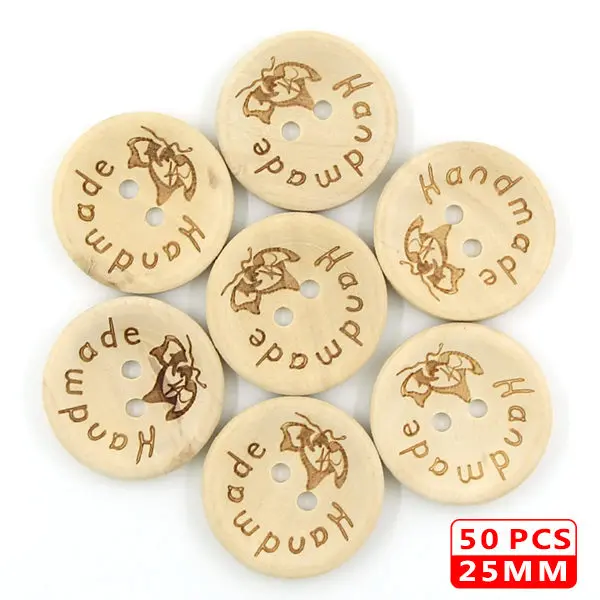 Butterfly 25mm Круглые пуговицы, 2 отверстия, деревянные пуговицы, прямоугольные пуговицы для шитья, аксессуары для одежды, пуговицы ручной работы для скрапбукинга, поделки, DIY50Pcs - Цвет: Butterfly 25mm