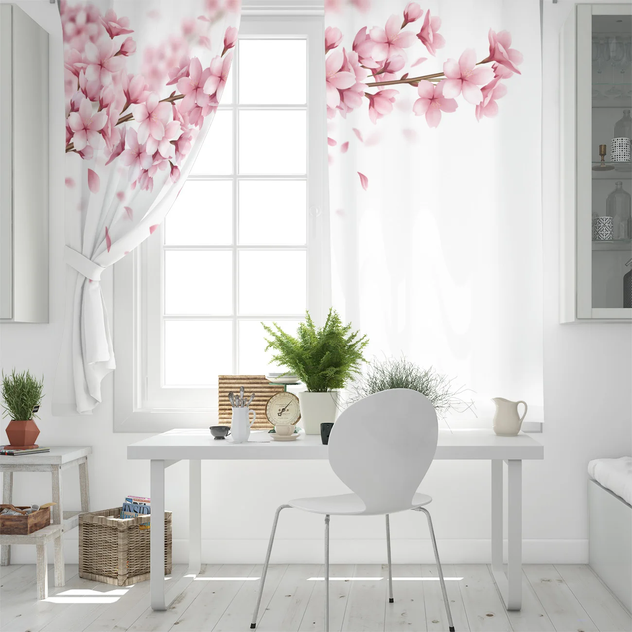 Розовый Вишневый цвет занавески для комнаты большие оконные ванной с принтом