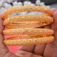 4pcslot gold bangles for women girls dubai circle banglesbracelet jewelry arab middle eastern african fashion copper bangle