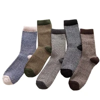 winter new mens harajuku retro thick warm high quality wool fashion cotton casual socks 5 pairs