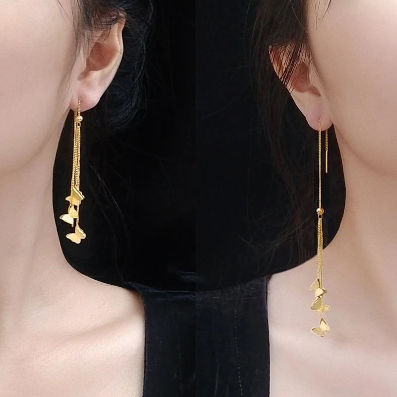 

Luxury Designs Multi Layers Love Butterfly Gourd Drop Earrings Jewelry For Women Birthday Gift Fashion Stainless Steel Eardrop