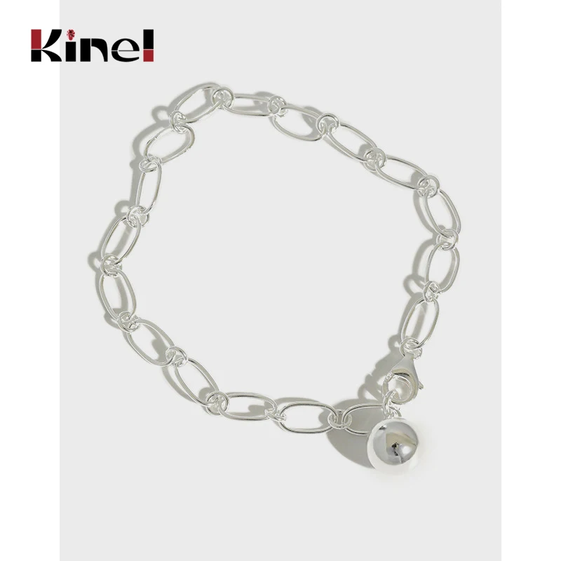 

Kinel 925 Sterling Silver Creative Personality Simple Handmade Round Bead Bracelets for Women Korean Style Jewelry